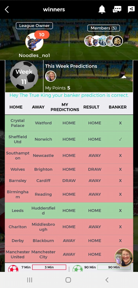 Picture of Accumulator King App Results Screen